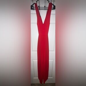 Express Red Flair Leg Jumpsuit, Cross Back Size Small